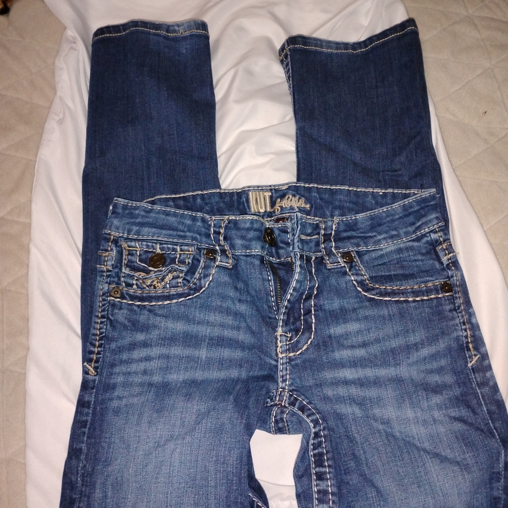 Kut from the Kloth Dark Blue Skinny Jeans with Contrast Stitching